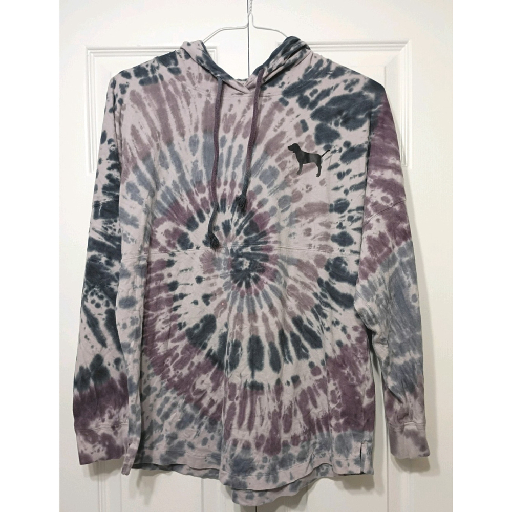 Victoria’s Secret PINK Varsity Tie-Dye Pullover Hoodie Tee Size Medium